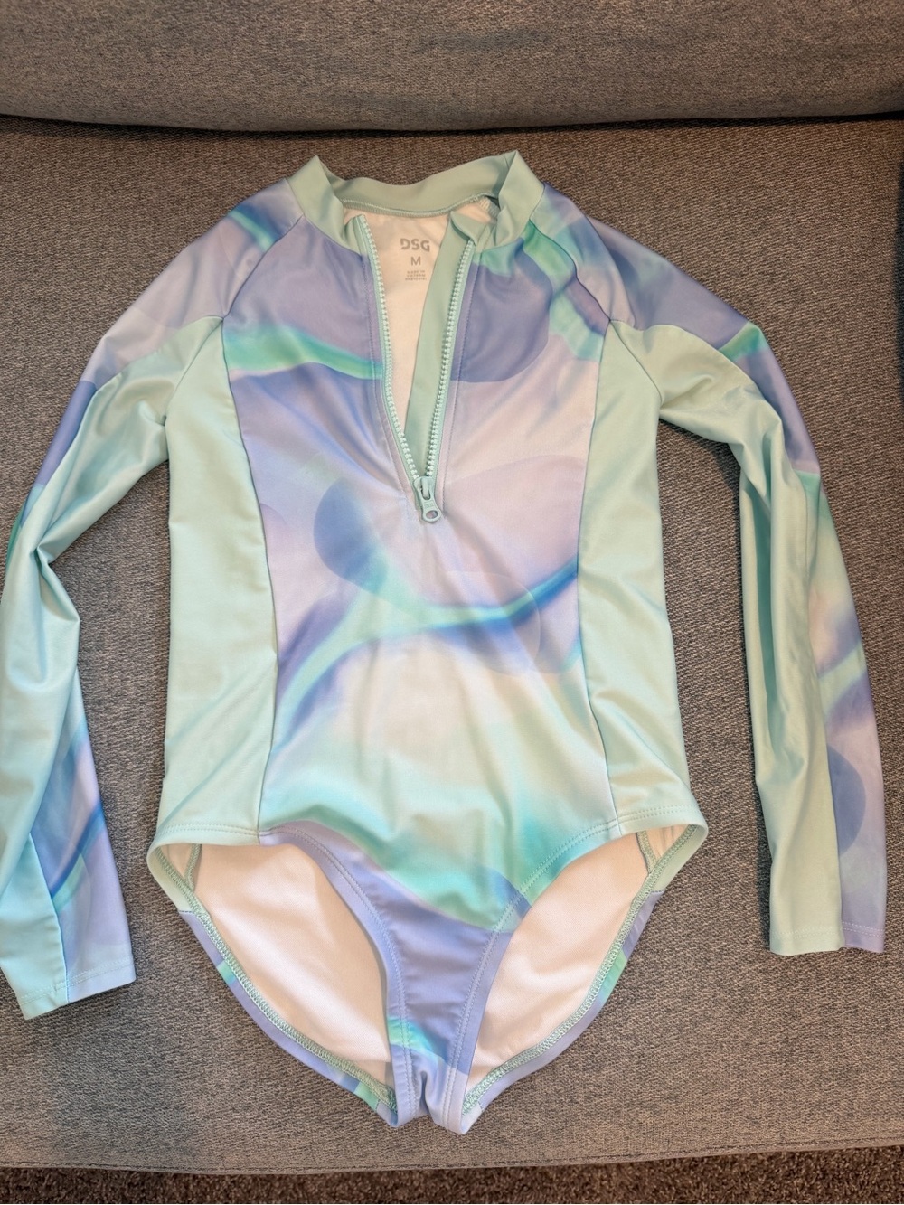 DSG Girls' Long Sleeve Mint & Lavender Swirl Rashguard